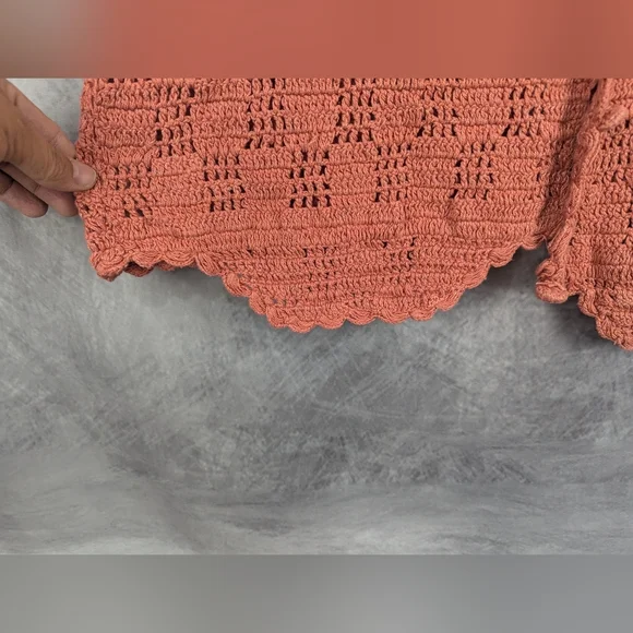 Fruit Phool Size Medium Crocheted Sweater Vest In Country Pink/Mauve Vintage - Picture 9 of 12